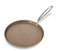 KOKHUB Pancake Pan Non Stick 28cm, Titanium Ceramic Crepe Pan Induction | Stainless Steel Dosa Pan, PFOA Free, Tawa Roti Pan, Flat Skillet Frying Pan, Dosa Tawa, Roti Tawa, Chapati Pan, Brown