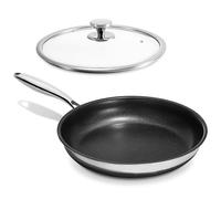 KOKHUB Stainless Steel Frying Pan 28 cm, Nonstick Frying Pan with Lid