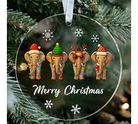 KoKi9xxGifts Christmas Elephant Ornament - Cute Holiday Acrylic Round - Happy New Year - Christmas Tree Decoration - Gift for Family Kids Friends