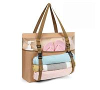 KOKKOYA 40L Large Black Mesh Beach Bag Tote with Zipper Towel Holder Sandproof Waterproof, 17" L x 8" D x 16.5" H, Pebble Brown 17"l X 8"d X 16.5"h, Pebble Brown