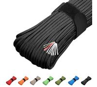 KOKKOYA Survival Paracord 550 Fire Paracord Survivor Nlyon Rope Cord10 Strands US Military Type III 550 Parachute Cord with Integrated Fishing Line, Fire-Starter Tinder 4 in 1(Black)
