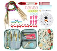 KOKNIT 18 Pairs Bamboo Circular Knitting Needles Set, Including 31" Long Lightweight Knitting Needles(2mm-10mm), 43pcs Knitting Tools and Elegant Storage Case