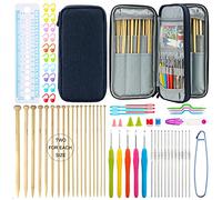 KOKNIT 36 PCS 9.65 inch Straight Pointed Bamboo Knitting Needles Kit and 17 PCS Ergonomic Crochet Hooks Set with Storage Case Bah,Knitting Supplies Crochet Tools and Accessories for Beginner