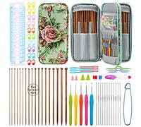 KOKNIT 36 PCS 9.65 inch Straight Pointed Bamboo Knitting Needles Kit and17 PCS Ergonomic Crochet Hooks Set with Storage Case Bah,Knitting Supplies Crochet Tools and Accessories for Beginner