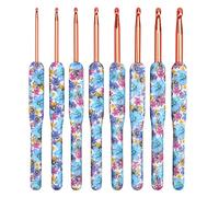 KOKNIT 8 Pcs Crochet Hooks Set, C(2.5mm) - J(6mm) Floral Printed Crochet Handles with Smooth Deep Throat Hook, Perfect Gift for Loved Ones