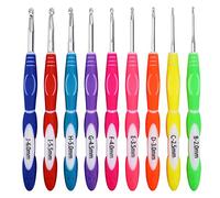 KOKNIT 9 Pcs Crochet Hooks Set, B(2mm) - J(6mm) Ergonomic Crochet Handles with Smooth Deep Throat Hook, Best Gift for Loved Ones
