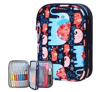 KOKNIT Crochet Hook Case, Zipper Storage Organizer Bag with Web Pockets for Knitting Accessories/Crochet Hook Kit Tools, Lightweight, Easy to Hold