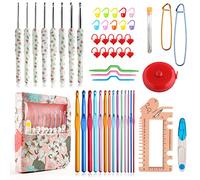KOKNIT Crochet Hooks Set with Storage Case - 8 Soft Grip Ergonomic Crochet Needles, 14 Coloured Aluminum Yarn Crocheting Hooks and Accessories