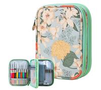 KOKNIT DIY Crochet Needle Case, Zipper Storage Organizer Bag with Web Pockets for Various Needles, Knitting Accessories, Crochet Hook Kit Tools