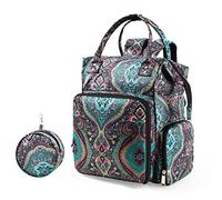 KOKNIT Large Capacity Knitting Bag Backpack,Portable Crochet Bags and Totes Organizer for Women, Cashew Flower, L, Durable