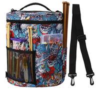 KOKNIT Portable Knitting & Crochet Storage Bag, Yarn Organizer Tote with Cover and Shoulder Strap for Yarn, Unfinished Projects, Various Needles and Other Supplies
