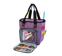 KOKNIT Yarn Storage Containers, Portable Travel Craft Tote Bag with Pockets for Crochet Hooks,Knitting Needles and Accessories, Wonderful Yarn Bag for Beginners