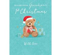Koko Designs Classic Christmas Card, Grandson 1st Christmas, Teddy - 8 x 6 inches - Piccadilly Greetings