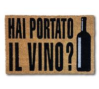 koko doormats Entrance Doormat for Home and Garden, in Italian Hai portato il Vino?, Original and Fun Home Entrance Doormats, 40x60x1.5 cm, Coconut with Non-Slip PVC Base