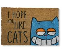 Koko Doormats Natural Coir Door Mat “I hope you like Cats” | Non-Slip PVC Backing Welcome Mat for Indoor & Outdoor Use | 60x40 cm Entryway Rug | Durable & Funny Front Door Mat