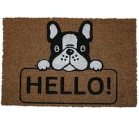 Koko Doormats Outdoor Welcome mat - Front Door Mat Outdoor Entrance in Natural Coir with Heavy Duty PVC backing, Outdoor Door Mat for your Porch Decor, 60x40 cm - Hello Dog Design