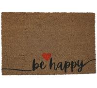 Koko Doormats Outdoor Welcome mat - Front Door Mat Outdoor Entrance in Natural Coir with Heavy Duty PVC backing, Outdoor Door Mat for your Porch Decor, 60x40 cm - Be Happy