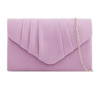 KOKO FASHION Ladies Pleated Faux Suede Clutch Bag Girls Prom Party Wedding Evening Bag Handbag (Lilac)
