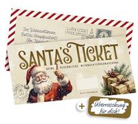 KOKO&LORA Santa's Ticket - to Personalise - with Scratch Sticker • Surprise • Voucher to Fill Yourself with Scratch Sticker - Scratch Card for Labelling - Christmas Voucher