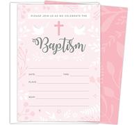 Koko Paper Co Baptism Invitations for Baby Girls, 25 Fill In The Blank Style Cards and Envelopes.