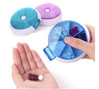 KOKOBASE 2pcs Pill Box Portable Automatic Rotary Round 7 Days Pill Cases Tray Medicine Box Holder Green and Blue