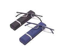 KoKoBin 2 Pairs Reading Glasses with Ultralight TR90 Frame Reading Rectangle for Metal Frame Women Men Eyelasses Half Rim Glasses with Case +2.5