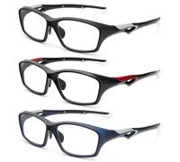 KoKoBin 3 Pack Rectangular Reading Glasses for Women Men, Oversized Fashion Lightweight Blue Light Blocking Computer Readers (Gloss Black+Matt Black+Matt Blue, 2)