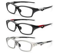 KoKoBin 3 Pack Rectangular Reading Glasses for Women Men, Oversized Fashion Lightweight Blue Light Blocking Computer Readers (Gloss Black+Matt Black+Matt Grey, 2)