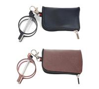KoKoBin Folding round Reading Glasses with Telescopic Rod and Leather Case Keychain Small Portable Blue Light Blocking Reader for Men and Women (2 Pack （Black、Brown）, 3.5, Dioptres)
