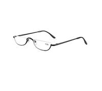 KoKoBin Half Frame Reading Glasses Spring Hinges for Men Women Slim Half Moon Lens Readers Metal Semi Rimless Eyewear(Black，+1.0)
