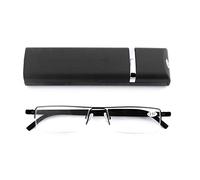 KoKoBin Lightweight TR90 Material Frame Reading Glasses for Mens Womens Half Rim with Case Portable Readers(black，+1.0