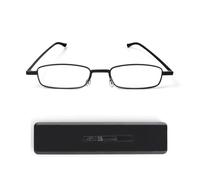 KoKoBin Mini Reading Glasses Portable with Blue Light and UV Protection Reader Portable Hard Case for Men and Women (Black, 1.5, x)