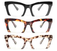 KoKoBin Oprah Style Semi-Rimless Reading Glasses for women Blue Light Blocking Fashion Oversized Computer Readers with Spring Hinge (Black/Brown Tortoiseshell/Gray Tortoiseshell, 1.5, x)
