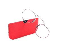 KoKoBin Reading Glasses for Women Men Round Nose Clip Mini Portable Reader with Glasses Case (Red, 3.5, x)