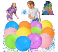 KOKODI 12PCS Reusable Water Balloons for Kids Ages 3-14, Self Sealing Water Bombs for Pool & Beach, Quickly Fill Refillable Silicone Water Balls Fight Toys for Summer Outdoor Games