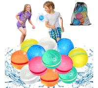KOKODI 12PCS Reusable Water Balloons for Kids Ages 3-14, Self Sealing Water Bombs for Pool & Beach, Quickly Fill Refillable Silicone Water Balls Fight Toys for Summer Outdoor Games