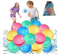 KOKODI 16PCS Reusable Water Balloons for Kids Ages 3-14, Self Sealing Water Bombs for Pool & Beach, Quickly Fill Refillable Silicone Water Balls Fight Toys for Summer Outdoor Games