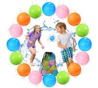 KOKODI 16PCS Reusable Water Balloons for Kids Ages 3-14, Self Sealing Water Bombs for Pool & Beach, Quickly Fill Refillable Silicone Water Balls Fight Toys for Summer Outdoor Games