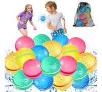 KOKODI 18PCS Reusable Water Balloons for Kids Ages 3-14, Self Sealing Water Bombs for Pool & Beach, Quickly Fill Refillable Silicone Water Balls Fight Toys for Summer Outdoor Games