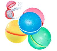 KOKODI 4PCS Reusable Water Balloons for Kids Ages 3-14, Self Sealing Magnetic Water Bombs for Pool & Beach, Quickly Fill Refillable Silicone Water Balls Fight Toys for Summer Outdoor Games