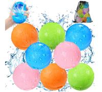 KOKODI 8PCS Reusable Water Balloons for Kids Ages 3-14, Self Sealing Magnetic Water Bombs for Pool & Beach, Quickly Fill Refillable Silicone Water Balls Fight Toys for Summer Outdoor Games