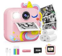 KOKODI Kids Camera Instant Print, 1080P Kids Camera Birthday Gifts Easte Gifts for Girls Age 3-12 with 32GB Card, Video Instant Printable Camera for Kids, Toys for Ages 5-8 Girls (Pink)