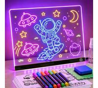 KOKODI LED Drawing Board for Kids, 16in Large Light-Up LED Note Board with 7 Colors Light Modes, No Battery Needed, Plug-in Powered, Glowing Sketch Pad Art Set, 3-12 Aged Kids Birthday Gifts(Black)