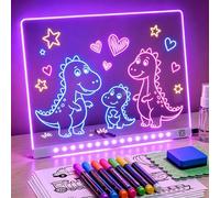 KOKODI LED Drawing Board for Kids, 16in Large Light-Up LED Note Board with 7 Colors Light Modes, No Battery Needed, Plug-in Powered, Glowing Sketch Pad Art Set, 3-12 Aged Kids Birthday Gifts(White)