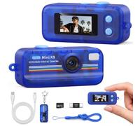 KOKODI Mini Digital Camera with Keychain, Transparent Blue Retro Camera with 11 Filters, Portable Pocket Camera for Travel, Outdoor and Daily Use