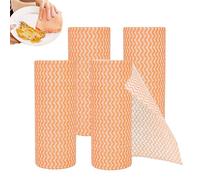 Kokoie Disposable Cloth Roll, 4 Roll Cleaning Cloth Roll, Soft and Quick-Drying Cloths On a Rolls for Kitchen Canteen Bathrooms All Purpose Cleaning 40 Pcs Per (Orange, 19.5 * 25cm)