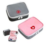 Kokoie Travel Mini First Aid Pouch, 2 PCS Mini Medicine Storage Bag, Portable Waterproof Mini First Aid Kit Storage Bag for Car Hiking Camping Outdoor Activities Gray Pink