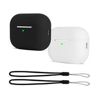 KOKOKA 2 Pack Case Cover Compatible with AirPods Pro 2 Case 2022, Soft Silicone Skin Case Cover Shock-Absorbing Protective Case with Lanyard for Airpods Pro 2nd Generation, Black/White