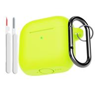 KOKOKA Case Cover Compatible for AirPods 4th Generation with Cleaner Kit, Soft Silicone Full Body Shock Absorbing Protective Case for Airpods 4 2024 with Cleaning Pen & Carabiner, Brilliant Yellow
