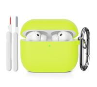KOKOKA Case Cover Compatible for AirPods Pro 3th Generation with Cleaner Kit, Soft Silicone Full Body Shock Absorbing Protective Case for Airpods Pro 3 with Cleaning Pen & Carabiner, Brilliant Yellow
